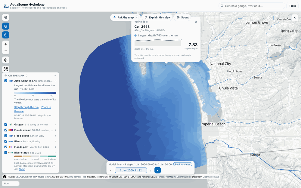A UGRID mesh of San Diego Bay (ADH), the largest depth